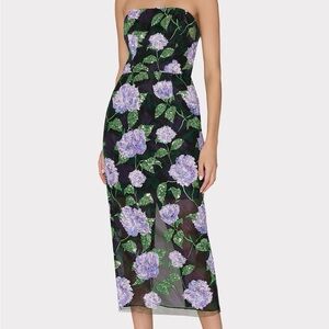 Milly Kait Sequined Floral Midi-Dress